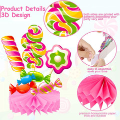 Candyland Party Table Decorations 9Pcs Candyland Lollipop Table Honeycomb Center