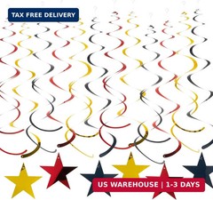 Red Black Gold Star Hanging Swirl Decorations Stars Streamers Foil Swirls for Ce