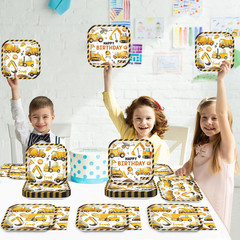 Construction Birthday Party Supplies Plates Napkins Forks Set for 24 Kids