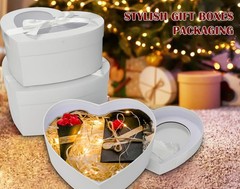 4 PCS White Heart Shaped Nesting Boxes Flower Arrangements Clear Lids Wedding