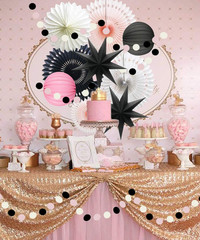 Pink Black White Party Decorations for Girls Women Minnie Mouse First Birthday D