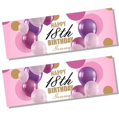 2 X Personalised Balloon Birthday Christening Banner with any name and age