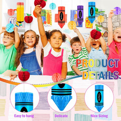 13 Pcs Crayon Apple-Shaped Hanging Honeycomb Balls Honeycomb Pencil Paper Ball D
