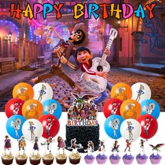 Coco Party Supplies Set Balloons Cake Toppers Banner Birthday Gift