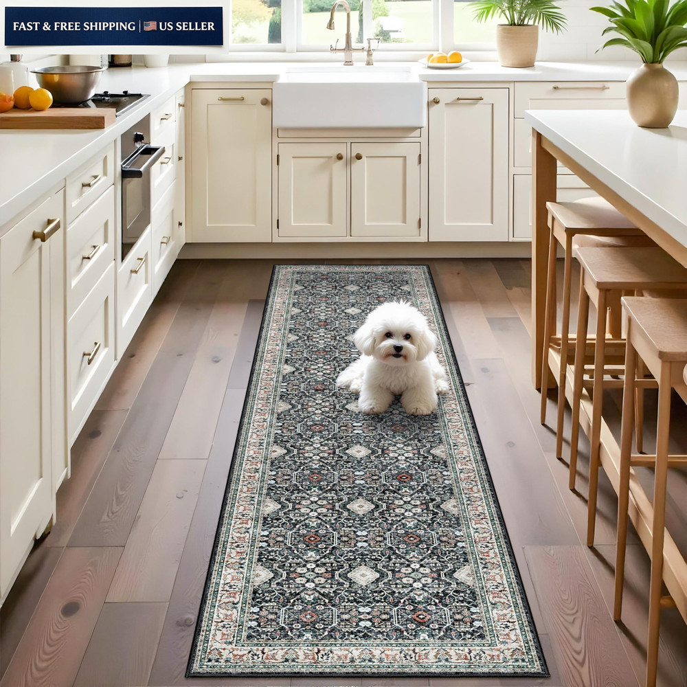 Washable 2×6 Hallway Runner Rug: Ultra Soft 2′ x 6′ (Rectangular), Black