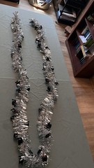 Graduation Party Decorations, Silver Tinsel with Black Graduation Hats