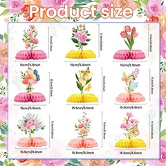 Spring Party Decorations 9 Pcs Butterfly Table Centerpieces, Flower Butterfly