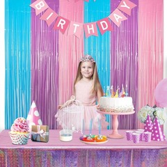 Blue Purple Pink Tinsel Backdrop – Pastel Foil Fri