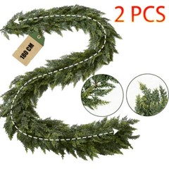 6ft Artificial Christmas Garland, Real Touch Cedar Pine Garland-Pine Wreath 2pc