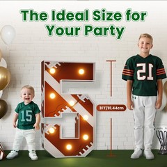 Football 5th-Birthday Decorations Marquee Numbers: Sport Theme 3FT Large Light