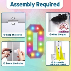 4ft Light Up Marquee Letter O Large Colorful LED Sign Wedding Birthday Decor