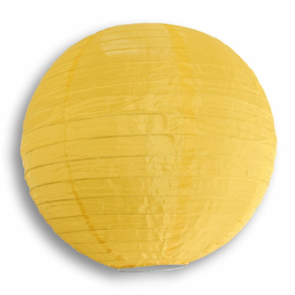 4″ Gold Round Nylon Lanterns, Even Ribbing, Hanging (10-PACK) Decoration