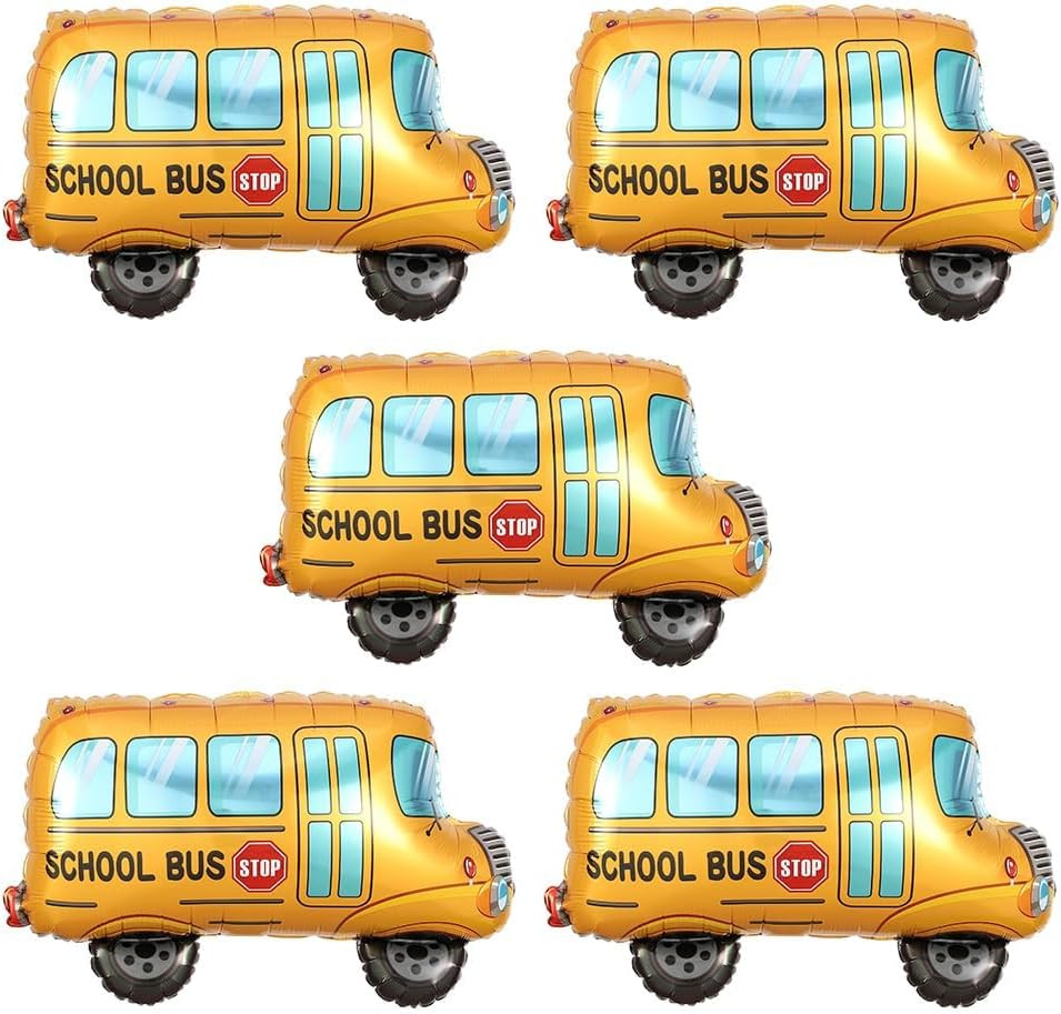 5 PCS Back to School Balloons, School Bus Kindergarten Balloon for Classroom Wel