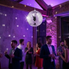 Silver 6 Inch Hanging Disco Ball Kit 4 Pack Set Silver Decoration Party