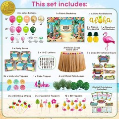 Lahau Party Decorations Set 180 Pcs Luau Birthday Background Balloons Signs