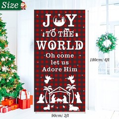 Christmas Door Cover Nativity Scene Joy to The World Banner, JOY Xmas Nativit…