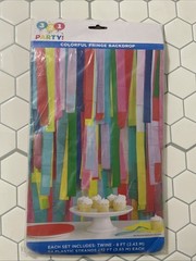 321 Party! Rainbow Fringe Backdrop Kit 54 12Ft Plastic Strands & 8ft of Twine