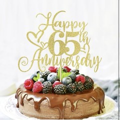 Happy 65th Birthday *Cake Topper* Cake Décor*Gold*