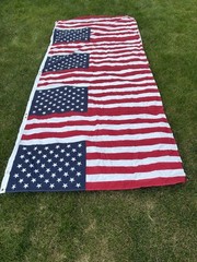 Large American Flag Backdrop 4 Sewn Flags Patriotic Event Display- 131×58.5 5”