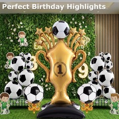 5 Pcs Soccer Balloons Party Decorations Set, Extra Large Trophy & World Cup F…