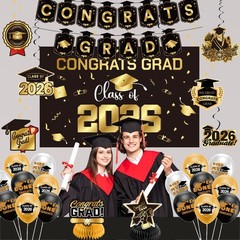 Graduation Decorations 2026 Gold Themed Set – Congrats Grad Banner, Class of …