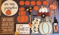 15pc Fall Harvest Rustic Wood Pumpkin Tiered Tray Tabletop Decor Sign Set