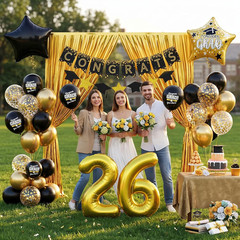 Black Gold Graduation Party Decorations, 2026 Graduation Decorations with Gold 2