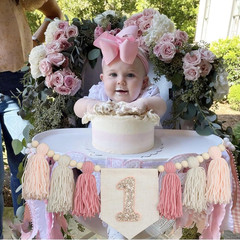 Handmade Boho Pink 1St Birthday High Chair Banner First Highchair Banner for Bab