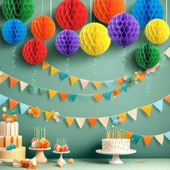 12 Pack Rainbow Paper Honeycomb Balls, Colourful Hanging Tissue Pom Poms, Party