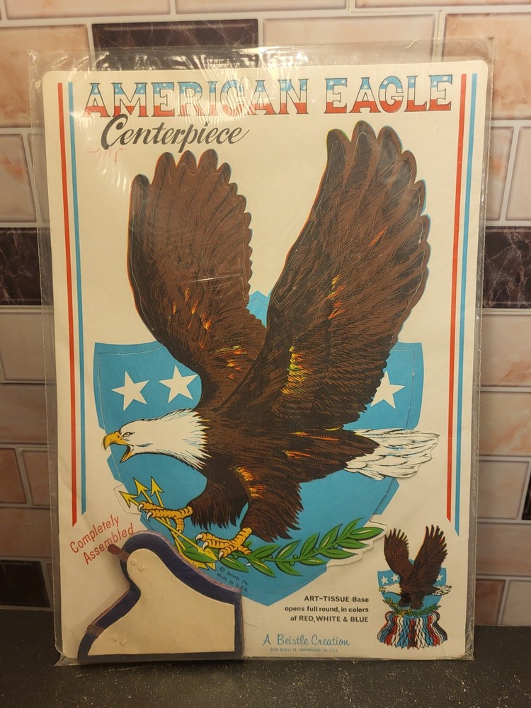 Vtg Beistle American Eagle W/Shield Honeycomb Party Centerpiece New/Sealed