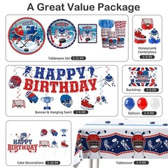 208 Pcs Hockey Party Decorations Set for 25 Guests – Tableware, Backdrop, Balloo