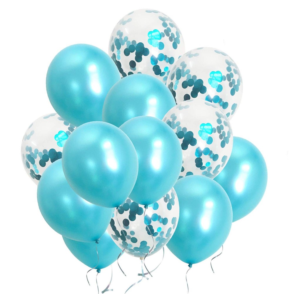 Turquoise Balloons & Confetti for Birthday, Engagement, Graduation Decor