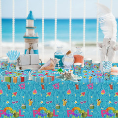 Pool Party Decorations Tablecloth, Disposable Summer Beach Party Tablecover for