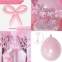21st Pink Bow Decorations for Her, Coquette Party Decor Include 40 Inch Foil …