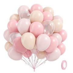 60pcs Light Pink Balloons 12inch with Pastel Clear Balloons for Pink Nude