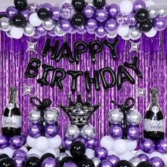 Purple and Black Birthday Decorations for Men Women, Purple Happy Birthday Pa…