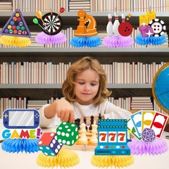 Family Game Night Party Decorations: 9Pcs Game Night Honeycomb Table Centerpi…