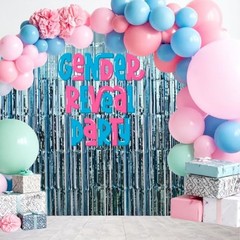 2 Pack Foil Fringe Curtains 3.6×7.3 Ft, Tinsel 43″W x 87″L (Pack of 2) Sky Blue