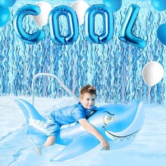 Wavy Tinsel Foil Fringe Curtains Teal Blue Streamers Backdrop for Ocean Theme…