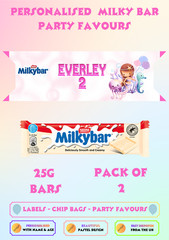 Personalised Mermaid Milky Bar Wrappers Pack of 2 Birthday Party Favours UK