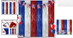 2 Pack Patriotic Blue Silver Red Foil Curtain Streamers | Vibrant 3.28 x 7.05 FT