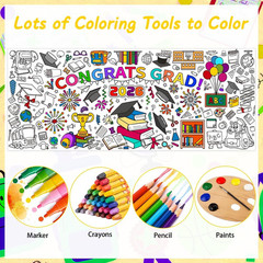 Graduation Coloring Tablecloth/Poster, Kindergarten Graduation Gifts, 72″ X 30″