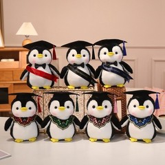 Graduation Penguin Plush Toy Stuffed Animal with Cap and Sash for Grad Gift