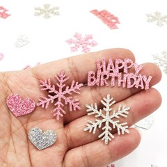 Blopee Pink Silver Snowflake Happy Birthday Confetti for Table – 200PC Glitte…