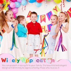 Rainbow Dance Ribbons Multicolor Hand Wrist Streamers Kids Party Decorations