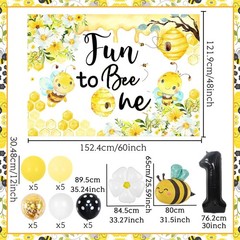 Fun to Bee One Backdrop First Bee Day Birthday Party Decorations Happy 1st Be…