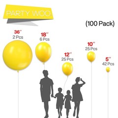 PartyWoo Yellow Balloons 100 pcs Different Sizes of 36 18 12 10 5 Inch Matte …
