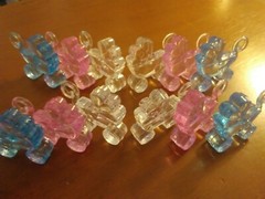 Flat Strollers Deco Charms Set of 12 (4) of each: Pink Blue & Clear-All See Thru