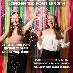 6 Rolls (2 pack for 12 total) of Party Streamers in Different Colors Red Blue