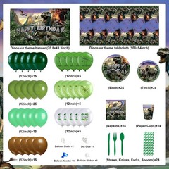 Dinosaur Birthday Decorations Set Serve 24